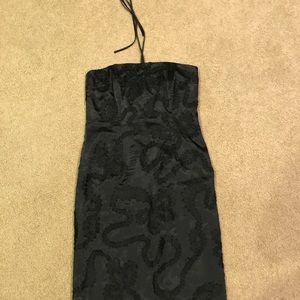 Black tie around neck dress